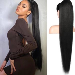 36 Inch Long Straight Drawstring Ponytail High-Quality Synthetic Hairpiece